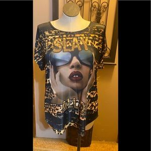 Leopard print I SLAY ALL DAY blouse